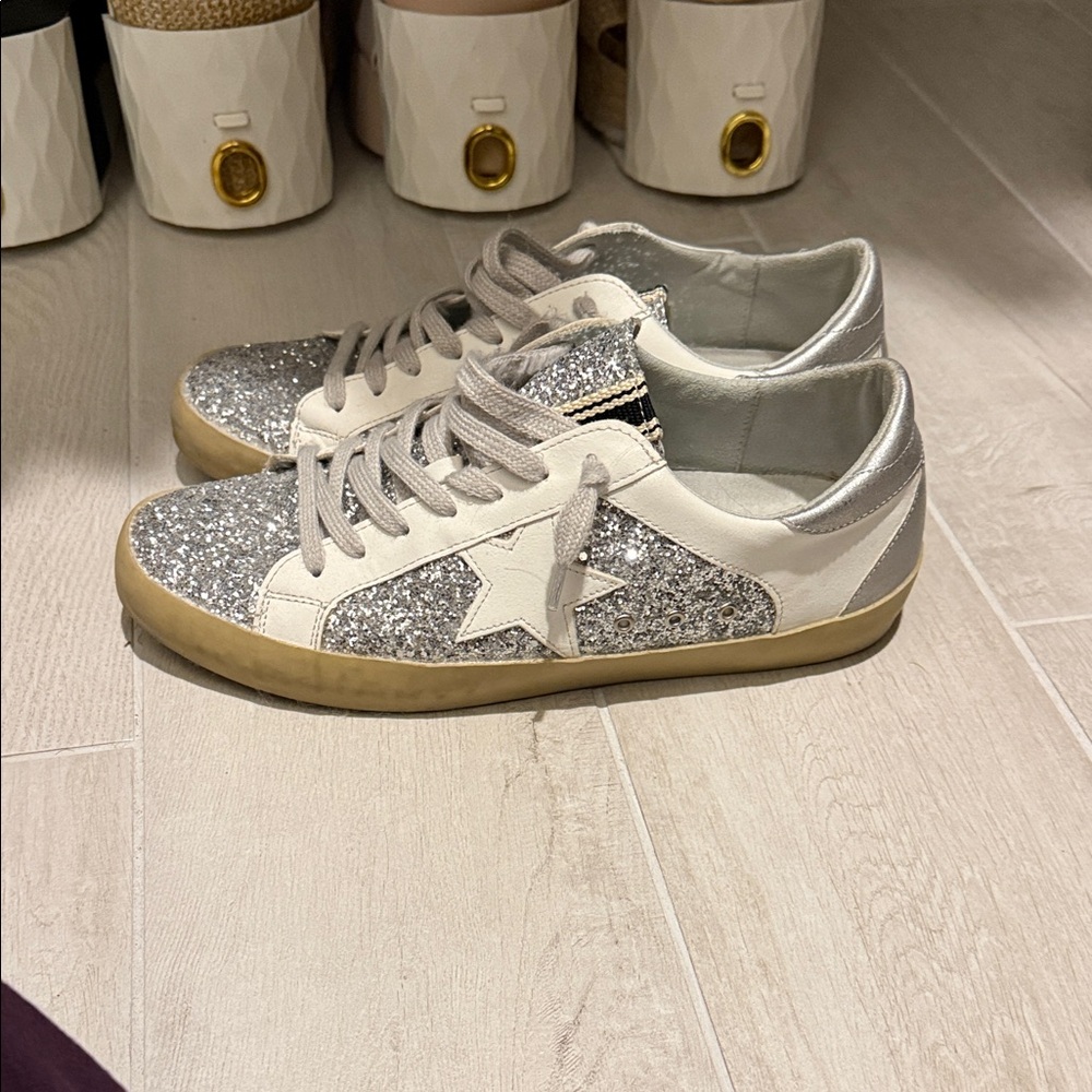 ShuShop Silver Glitter Star Sneakers